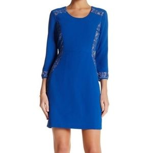 Andrew Marc side lace blue dress